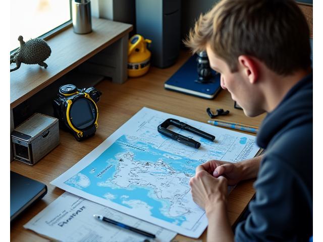 Diver with dive computer and planning equipment